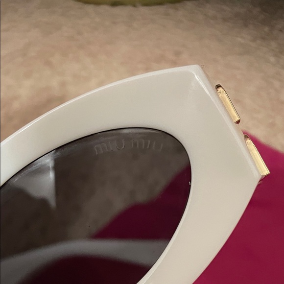 Miu Miu White Sunglasses with Gold Details main image 8